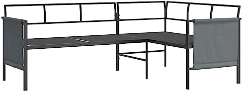 Garden Dining Set Anthracite Steel, Textilene, Fabric Medium, Outdoor Patio Furniture for Backyard Deck - Image 5