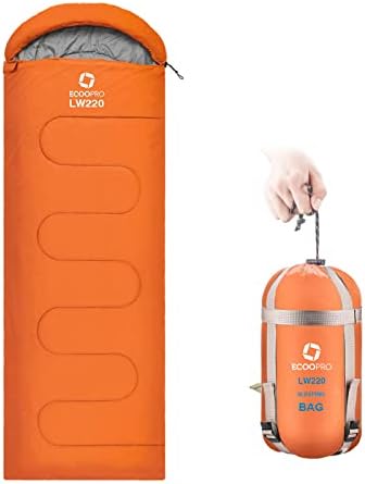 ECOOPRO Warm Weather Sleeping Bag - Portable, Waterproof, Compact Lightweight, Comfort with Compression Sack - Great for Outdoor Camping, Backpacking & Hiking-83 L x 30" W Fits Adults by ECOOPRO