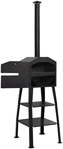 Outdoor Pizza Oven Charcoal Fired with 2 Fireclay Stones for Authentic Baking, Includes Removable Fire Tray and Built-in Thermometer for Backyard Cooking - Image 2
