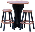 Patio Table Set with Two Barstools - Black Base with Redwood Accents - Perfect for Patio and Outdoor Spaces. Hardware Free Easy Assembly. Proudly Made in USA by LeisureAccents