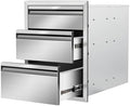 Outdoor Kitchen Drawers 16" W x 21" H x 23" D Stainless Steel Triple Drawers with Hidden Handle for BBQ Island, Patio Grill Station & Outdoor Kitchen Cabinets by Unknown