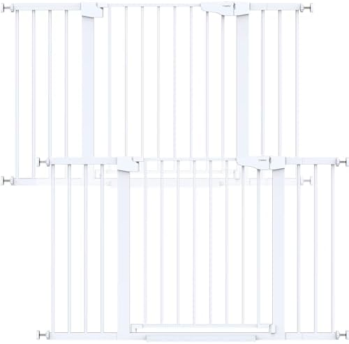 Cumbor 2-Pack 29.7-51.5 in Extra Wide Baby Gate for Stairs, Dog Gate White by Cumbor