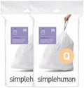 simplehuman Code Q 40 Count, Dispenser Pack Custom Fit Liners, Drawstring Trash Bags, 50-65 Liter / 13-17 Gallon, White by Simplehuman