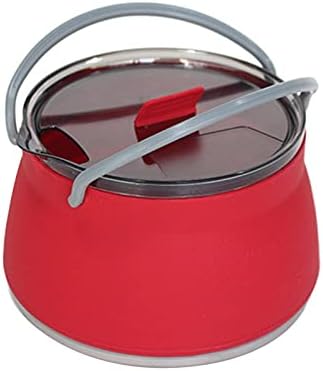 Folding Saucepan, Camp Cookware Hiking Silicone Folding Saucepan Water Kettle With Lid Cookware Travel Camping Pot(Red) by Unknown