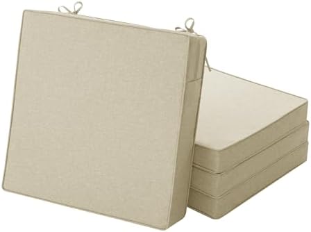 Outdoor Chair Cushions, Set of 4, 19 x 19 Inch, Beige by Unknown