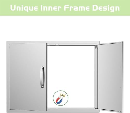 BBQ Access Double Doors 30Wx23H Flush Mount Stainless Steel Outdoor Kitchen Door for Outside Cabinets and BBQ Island - Image 4