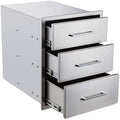 Outdoor Kitchen Drawers,18" W x 24" H x 23" D Stainless Steel BBQ Triple Drawer with Chrome Handle, Enclosed Built-in Access Drawer Flush Mount for Outdoor Kitchen,BBQ Island by ATATOD