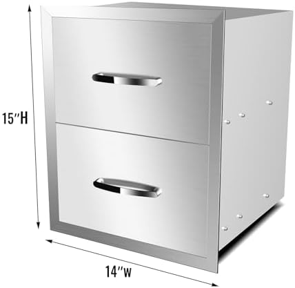 Outdoor Kitchen Drawers Stainless Steel, BBQ Drawer Inserts for Built-in Patio Grill Station, 14''W x 15''H x 23''D - Image 2