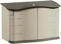 Rubbermaid Small Horizontal Resin Outdoor Storage Shed With Floor (4.5 x 3 Ft) Weather Resistant, Beige/Brown, Organization for Home/Backyard/Pool Chemicals/Toys/Garden Tools/Porch/Patio Cushions by Rubbermaid