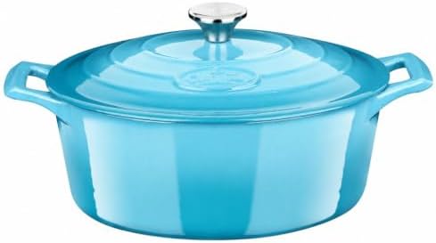 La Cuisine Enameled Cast Iron Oval Dutch Oven Casserole Pot with Lid 5 QT Internal Matte Black Enamel Coating for bread baking For GlassTop Oven-Safe 550°F/276°C 2-ToneTeal by LaCuisineforlife