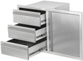 Outdoor Kitchen Door Drawer Combo Cabinet with BBQ Access and Triple Drawers for Outdoor Kitchen Island, Dimensions 38.1"" W x 22.6"" H x 20.8" (Drawer and Right Door Combo) by Unknown