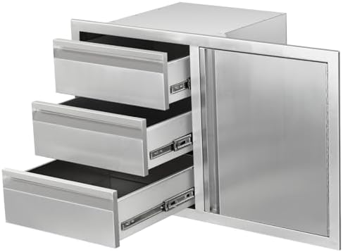 Outdoor Kitchen Door Drawer Combo Cabinet with BBQ Access and Triple Drawers for Outdoor Kitchen Island, Dimensions 38.1"" W x 22.6"" H x 20.8" (Drawer and Right Door Combo) by Unknown