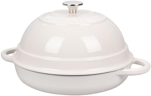 VORRINGARD Cast Iron Enameled Dutch Oven Pot with Lid for Bread Baking, Bread Oven, 6 Quart, White - Image 4