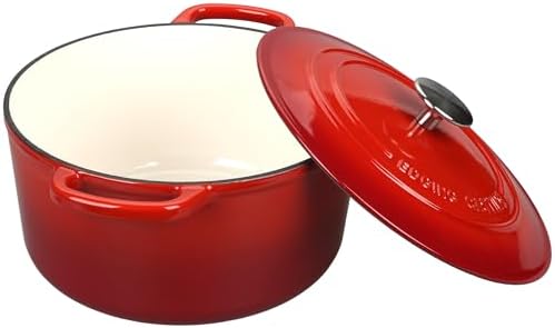 EDGING CASTING Enameled Cast Iron Dutch Oven with Sourdough Bread Baking Kit, Bread Dutch Oven with Lid, Includes Proofing Basket & Baking Tools, 5qt, Red - Image 5