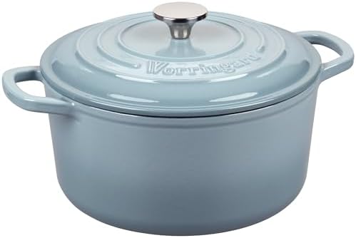 VORRINGARD Enameled Cast Iron Dutch Oven Pot with Lid, for Sourdough Bread Baking, Round Dutch Ovens, 6 Quart, Sea Salt - Image 6