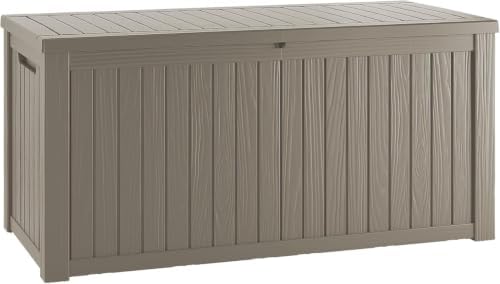 Outdoor Storage Box, 150 Gallon Waterproof Deck Box, Piston-Assisted Resin Trunk for Sectional Sofa Cushions, High-Capacity Lockable Double Storage Bench, Patio Lounge, Grey by GraceYourYard