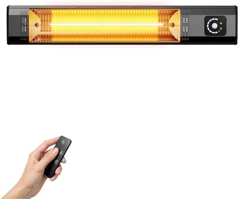 Wall-Mounted Electric Patio Heater, 34" 1500W Infrared Heater With Motion Sensor, IPX5 Waterproof, 9 Heat Level & 9H Timer, Indoor & Outdoor Heaters for Patio, Backyard, Garage, and Decks by NFCCRA