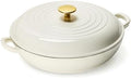 CAROTE 3.4QT Enamel Cast Iron Cookware, Skillet with Lid, White Dutch Oven by CAROTE