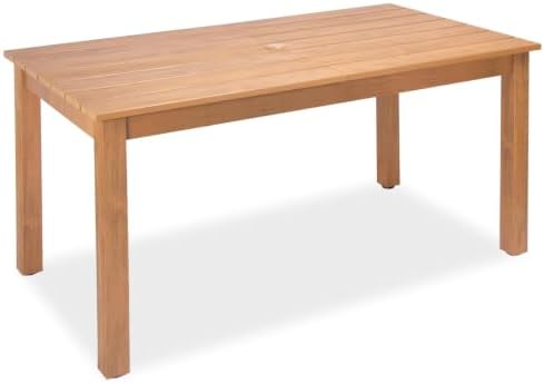 ZHUSI Patio Dining Table, HIPS with Umbrella Hole, Wood by ZHUSI