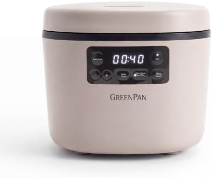 GreenPan Advanced Rice Cooker, 4-Cups Uncooked/8-Cups Cooked, Clay by GreenPan