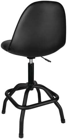 Performance Tool W85031 Pneumatic High Back Adjustable Swivel Bar Stool with Back Support for Home, Bar, and Shop, Black, 26-32-Inches High - Image 5