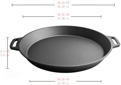 LI-GELISI 18-inch cast iron frying pan with double auxiliary handles, nitrogen-treated for rust resistance, suitable for stoves/grills/campfires, heavy-duty outdoor cooking pan - Image 3