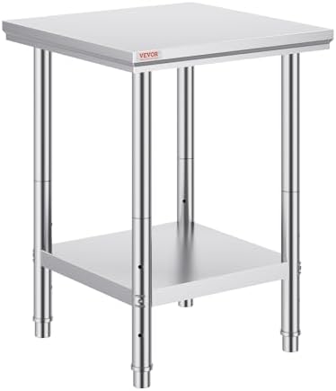 VEVOR Stainless Steel 24 x 24 x 32 Inch Commercial Kitchen Prep Work Table by VEVOR