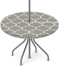 Fitted Round Tablecloth with Umbrella Hole and Zipper Grey Moroccan Outdoor Elastic Table Cloth 45"-56" Oil-Proof Waterproof Patio Table Cover for Dining Picnic Party by GzLeyigouHomeKitchen