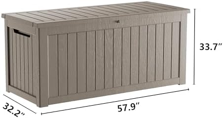 Outdoor Storage Box, 270 Gallon Waterproof Deck Box, Super-Sized Gas-Spring Resin Trunk for Large Seat Pillows, Heavy-Duty Lockable Backyard Storage Sofa, Garden Lawn, Grey - Image 3