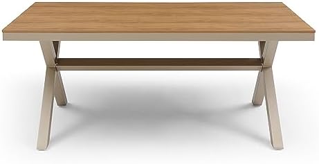 70.87inch Rectangular Dining Table with X Shape Aluminum Table Leg,Metal Base, Teak - Image 2