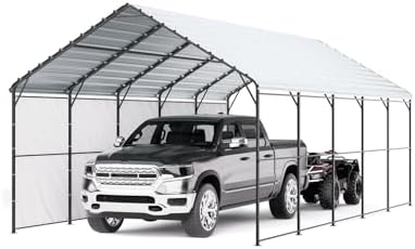 VEVOR Heavy Duty Metal Carport, 13' x 26' Outdoor Carport with Galvanized Steel Frame & Roof, Car Tent Garage Shade with Removable Sidewalls, Multi-Use Car Shelter for Pickup, Boat, Car & Tractors by VEVOR