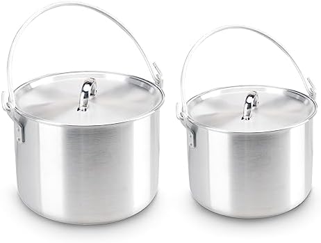 AceCamp Nested Pot Aluminum Lightweight Cooking Pot Set Outdoor Large Stock with lid and folding handle - 4L,8L,12L by AceCamp
