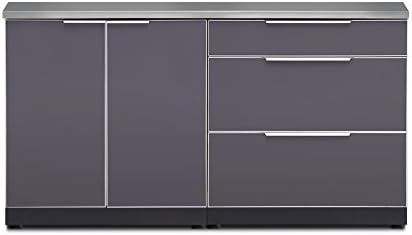 NewAge Products Classic Series 3PC Aluminum Slate Gray Modular Outdoor Kitchen Set with Cover - 24" D x 64" W x 35.5" H by NewAgeProductsInc