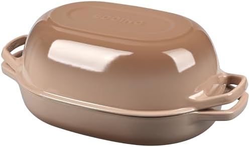 EDGING CASTING Enameled Cast Iron Oval Dutch Oven Pot with Lid, Dutch Oven for Sourdough Bread Baking, Oval Bread Pan, Bread Oven, Bread Dutch Oven, 7qt, Mocha - Image 7