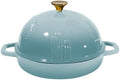 Flavehc Cast Iron Bread Oven With Cloche Lid for Baking - Blue Enameled Dutch Oven With Dome Lid for Sourdough - 5 qt by FLAVEHC