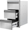 Outdoor Kitchen Drawers 14" W x 25.4"H x 21"D Triple BBQ Drawers Stainless Steel Built-in Drawer for Outdoor Kitchen Island, Patio Grill Station by SGOLAN