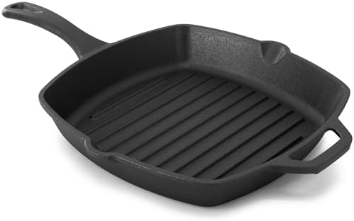Megachef 10.4 Inch Pre-Seasoned Cast Iron Griddle with Tempered Glass Lid - Image 3