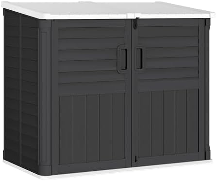 Greesum Outdoor Trash Can Storage Shed, 34 Cu.ft Horizontal Outdoor Storage Cabinet, Waterproof for Garden, Pool Storage, Garbage Cans, Black by BuynowfromGreesum