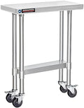 DuraSteel 30x12 NSF Stainless Steel Cart - Heavy Duty Rolling Food Prep Table with Undershelf - Metal Utility Cart for Commercial Restaurant Kitchen, Laundry, Side Mixer Stand by DuraSteel