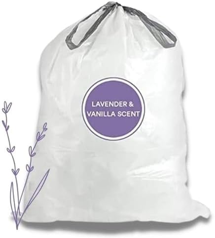 Plasticplace White Drawstring Lavender and Soft Vanilla Scented Garbage Can Liners, Compatible with Code H (200 Count), 8-9 Gallon / 30-35 Liter, 18.5" x 28 - Image 4