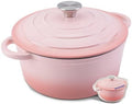 Enameled Cast Iron Round Dutch Oven -7QT Pot With Lid,Pink by WOKINS