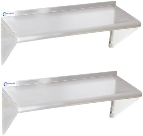 Stainless Steel Shelf 2 Pack 14"x36", Wall Mounted Metal Shelves by SWOTCATER