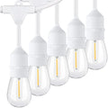 96FT(48×2) Outdoor String Lights, Commercial Grade Heavy Duty White Wire Patio Light with Dimmable S14 Shatterproof LED Bulbs, Linkable Waterproof Bistro Lights for Outside Deck Backyard Cafe Market by Lakumu
