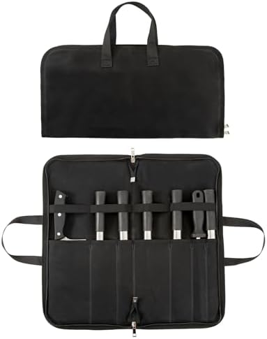 7 Slots Cutlery Chefs Knife Roll Bag Storage Case Men Travel Black by QEES