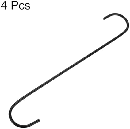 HARFINGTON 4pcs Long S Hooks 12 Inch Extra Long Metal S-Shaped Hanging Hooks High Manganese Steel S Hanger Storage Organizing Tool for Kitchen Garden Bathroom Garage Closet, Black - Image 3