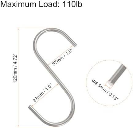 HARFINGTON 2pcs Long S Hooks 4 Inch Extra Long Metal S-Shaped Hanging Hooks High Manganese Steel S Hanger Storage Organizing Tool for Kitchen Garden Bathroom Garage Closet, Silver - Image 2