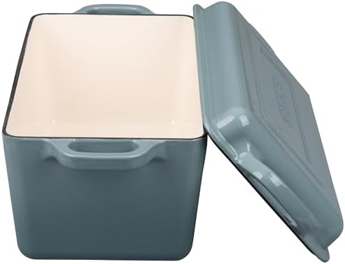 EDGING CASTING Enameled Cast Iron Dutch Oven, Oblong Bread Oven for Sourdough Bread Baking, Baking Pan, Dual Handles, Oven Safe, 4 Quart, Seasalt - Image 7