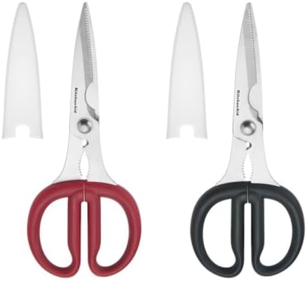 KitchenAid 2-Piece Multipurpose Shear Set – Versatile Scissors with Nutcracker, Bottle Opener, Ergonomic Handles with Protective Blade Covers by Unknown