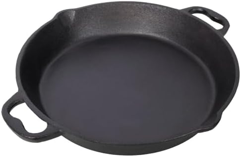 14-Inch Pre-Seasoned Cast Iron Skillet with Dual Assist Handles, Heavy-Duty Frying Pan for Stove, Oven, Grill & Campfire Cooking, Large Nonstick Cast Iron Pan for Home & Outdoor Use by YATON