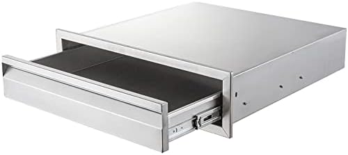 24" W Outdoor Kitchen Drawer Stainless Steel BBQ Single Drawer Flush Mount for Outdoor Kitchen Island(Overall Size:24" W x 6.5"H x 23" D inch) by ATATOD